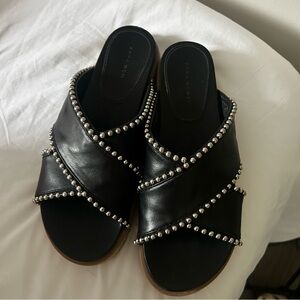 Zara Black Criss Cross Studded Sandals